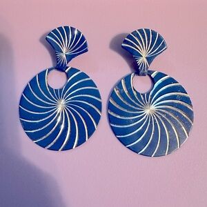 Blue circular earrings